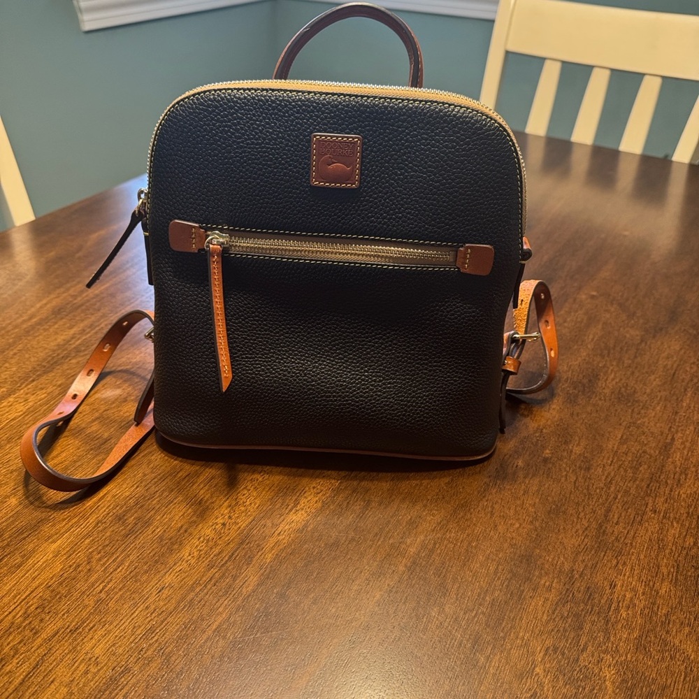 Dooney & Bourke Black and Tan Leather Backpack